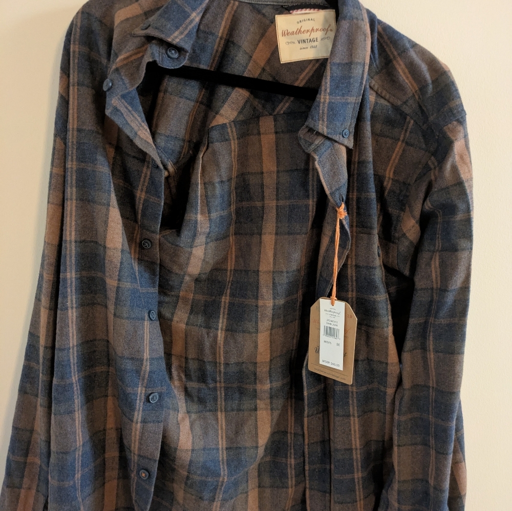 Weatherproof Vintage Blue Mix Plaid Shirt